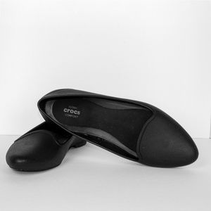 Black Iconic Crocs comfort point toe flats